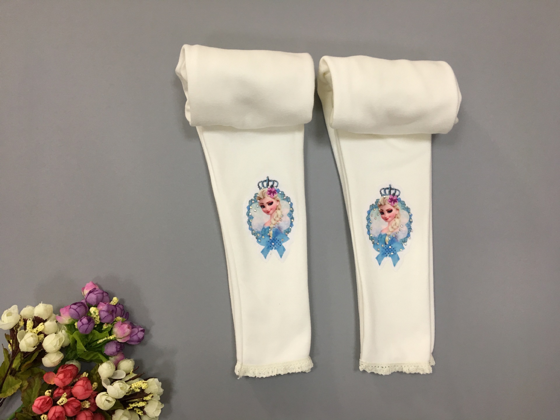 F68132-1 White velvet girls leggings tights Korea style children s clothes